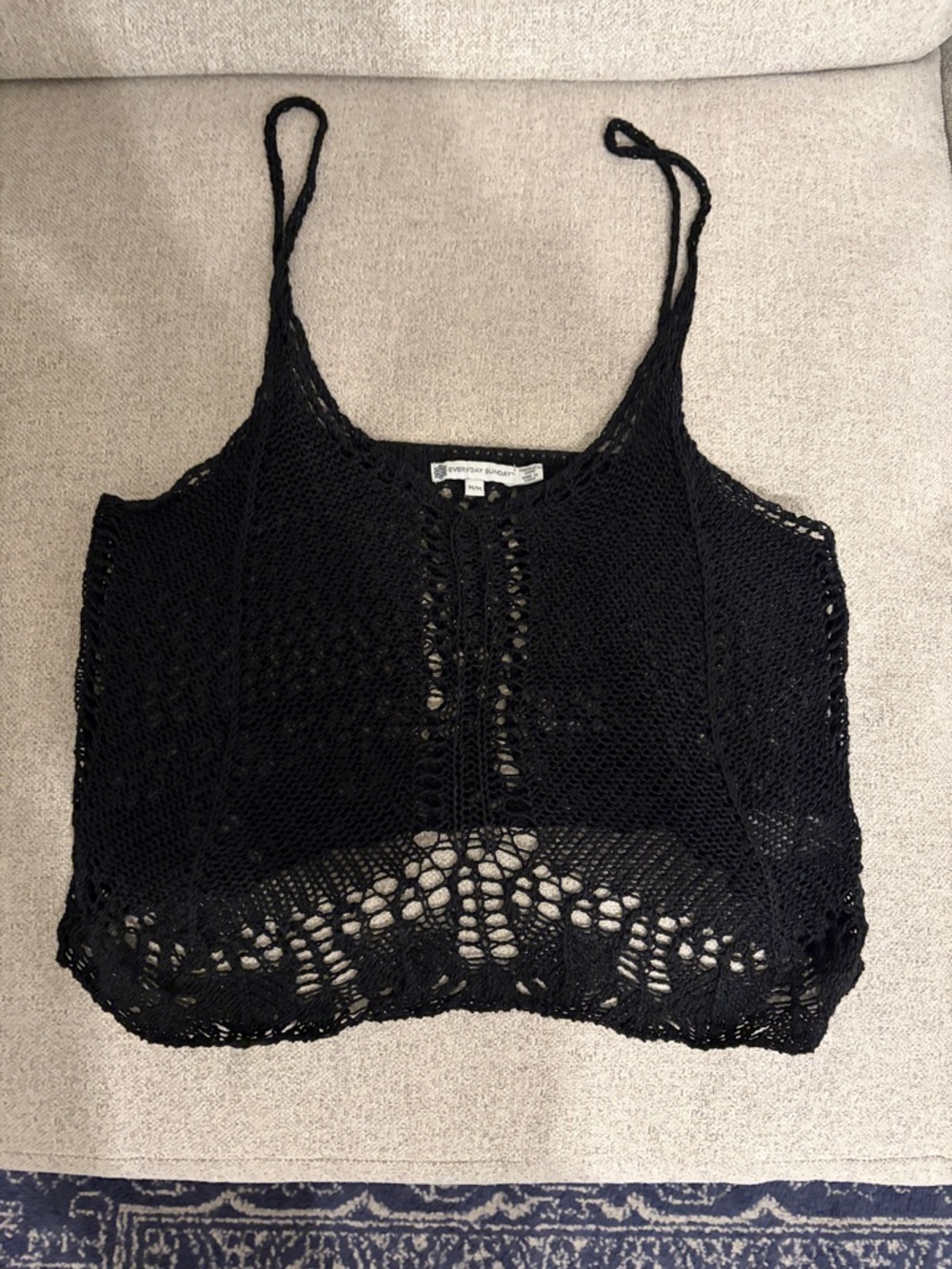 NWOT Everyday Sunday Black Crochet Tank Top -